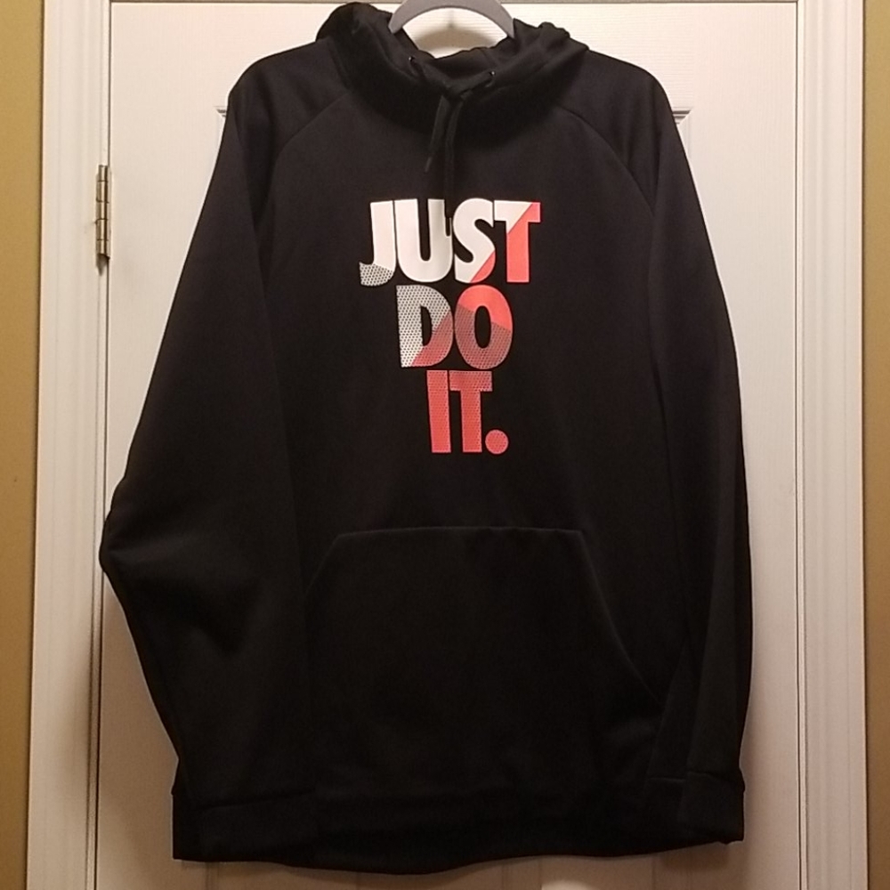 Nike Unisex Black Hoodie with White and Orange "Just Do It." Graphic